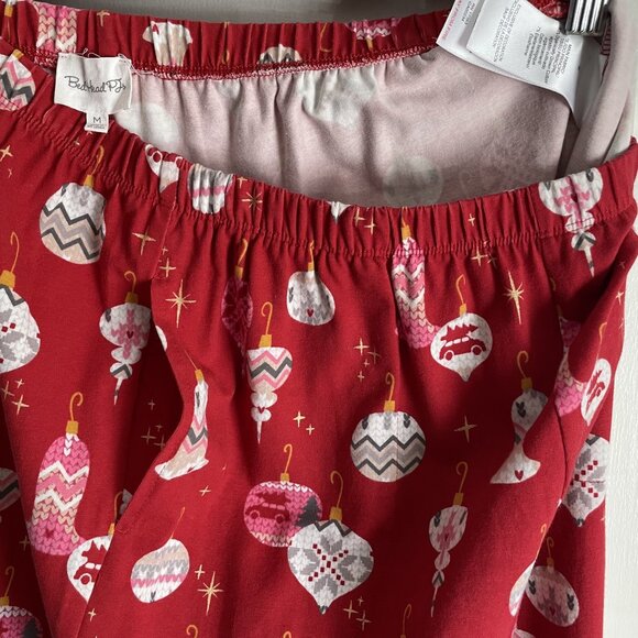 BedHead Flannel NWOT Holiday Bell Ornaments Print Pajama Lounge Pants Size M Red - Picture 4 of 9